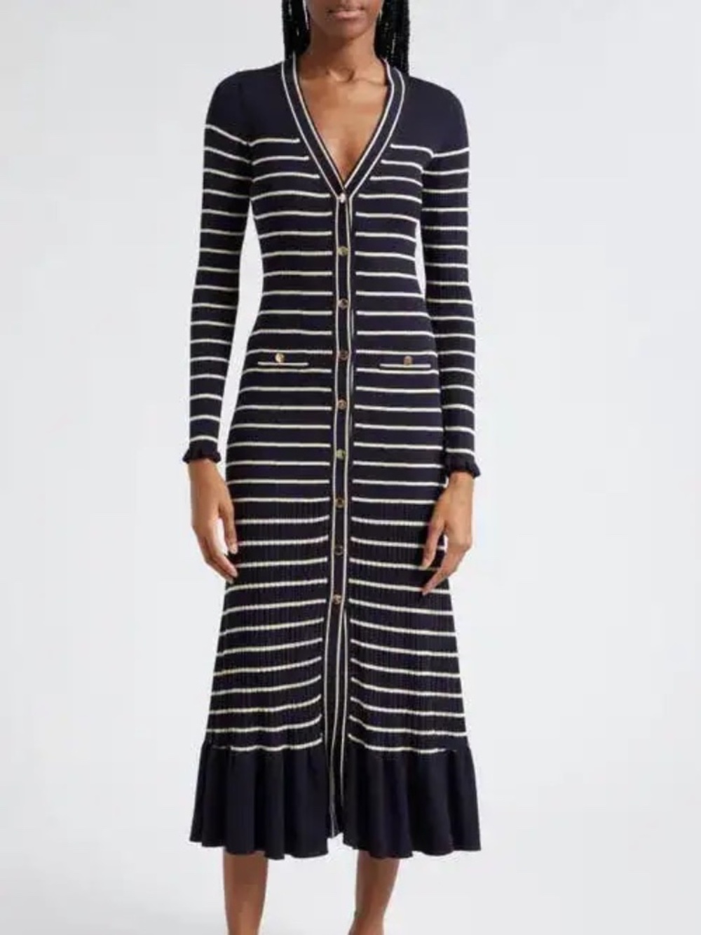 Cara Cara Marina Stripe Long Sleeve Midi Sweater Dress M - Picture 14 of 14